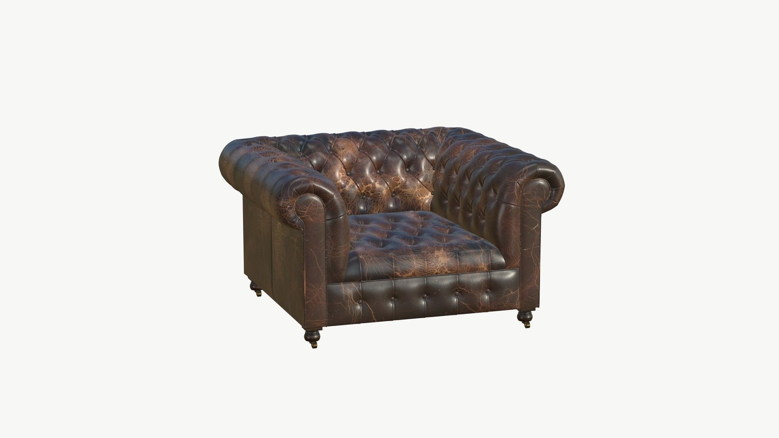 Chesterfield Leather Single Sofa Brown - Image 2