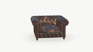 Chesterfield Leather Single Sofa Brown