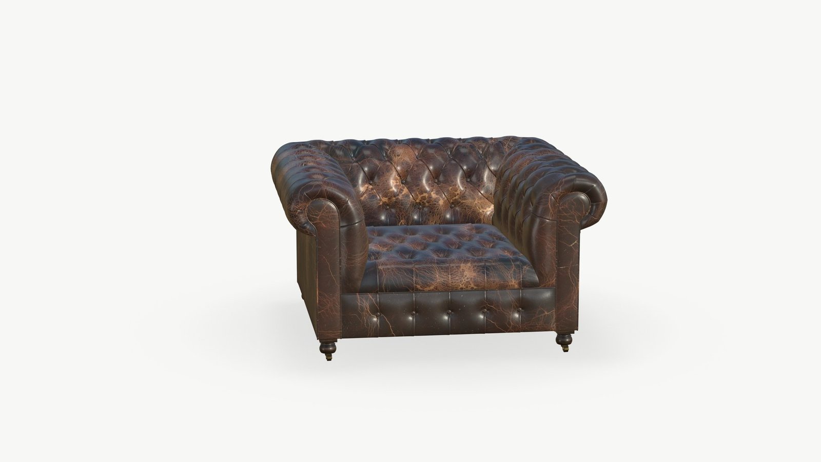 Chesterfield Leather Single Sofa Brown