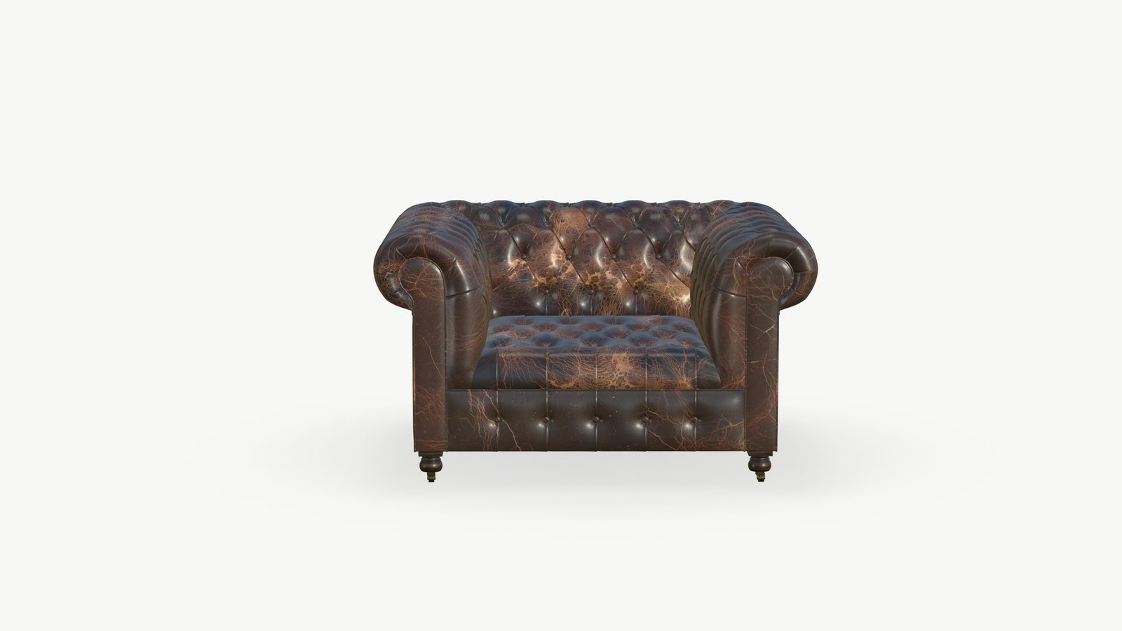 Chesterfield Leather Single Sofa Brown - Image 7