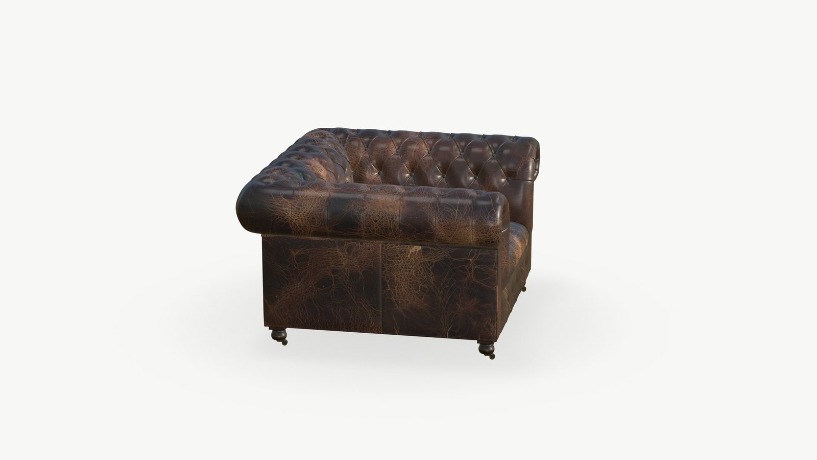 Chesterfield Leather Single Sofa Brown - Image 3