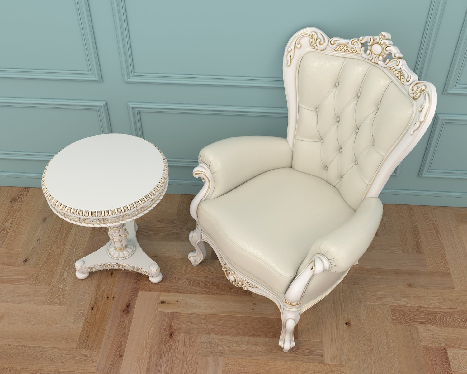 Classic armchair and table - Image 4