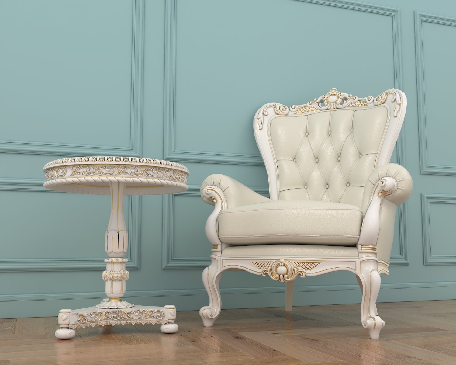 Classic armchair and table - Image 3