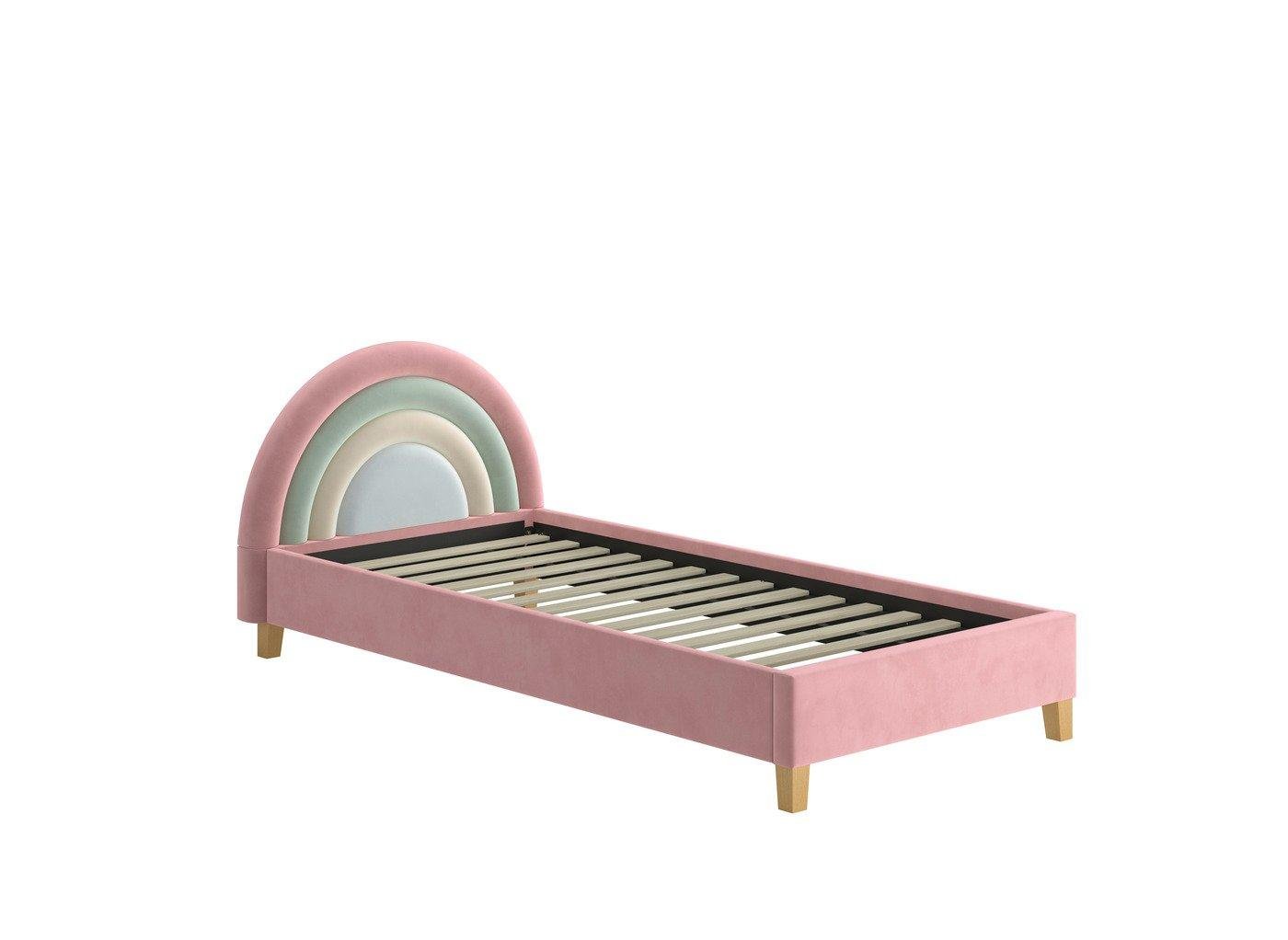 Rainbow Kids Velvet-Finish Bed Frame - Image 3