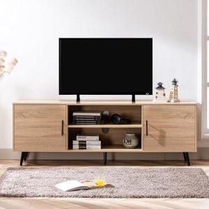 70 Inch Wood TV Stand with Storage and Media Console