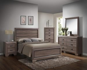 Modern 6-Piece Queen Size Bedroom Furniture Set in Black/Brown Wood