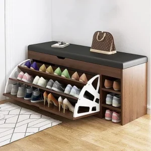 Modern Shoe Storage Bench with Hidden Rack